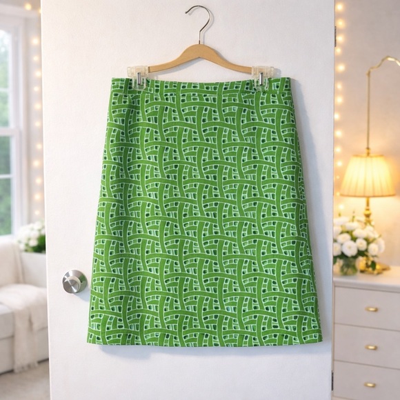 Doncaster Dresses & Skirts - ✨ Doncaster Cotton & Silk A-Line Skirt | Green Geometric Print Size 2